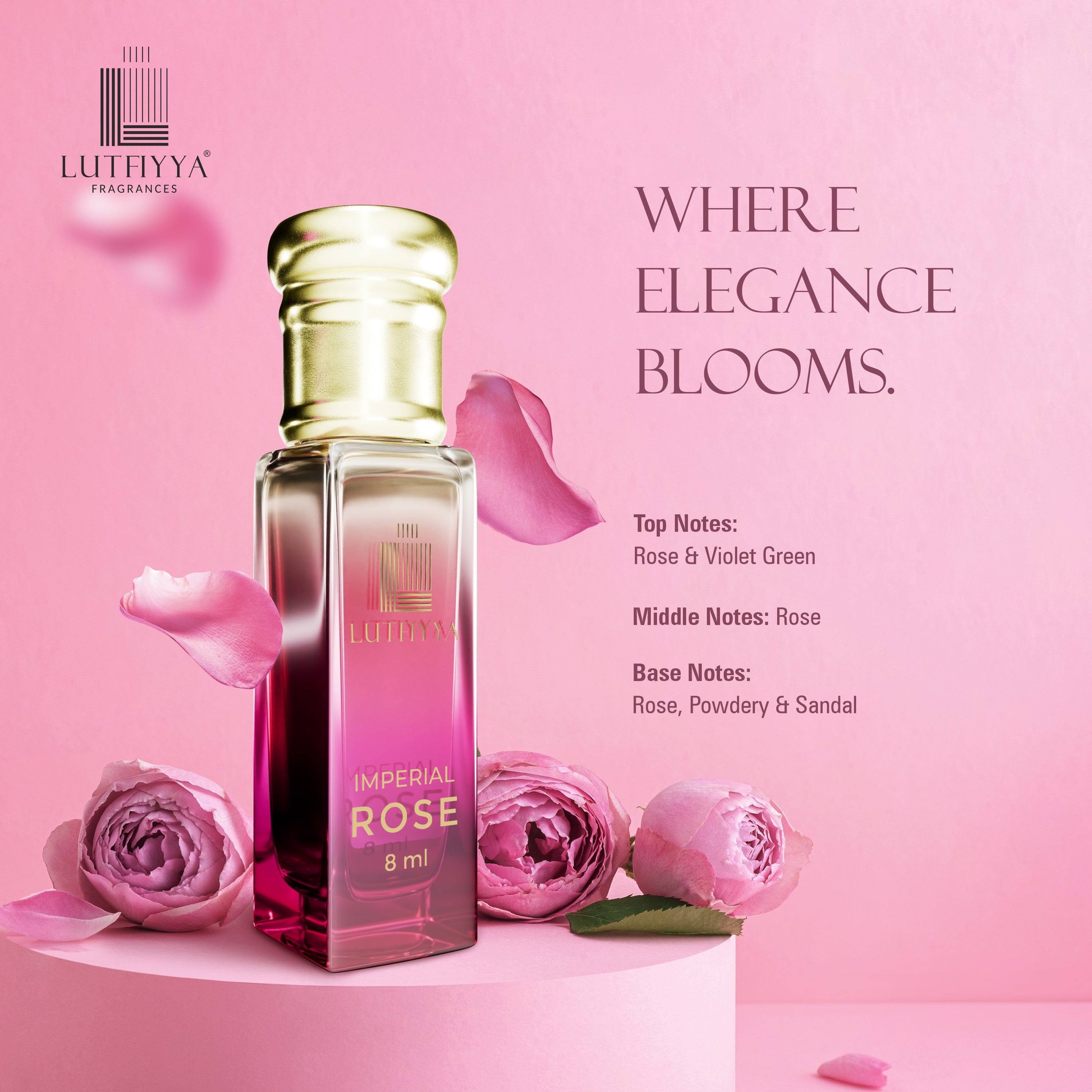 Long-lasting Unisex Fragrances | Includes Imperial Oudh, Ocean Zest, Woody Allure, Imperial Rose | Lutfiyya Non-alcoholic Roll-on Attar Set (8ml X 4)