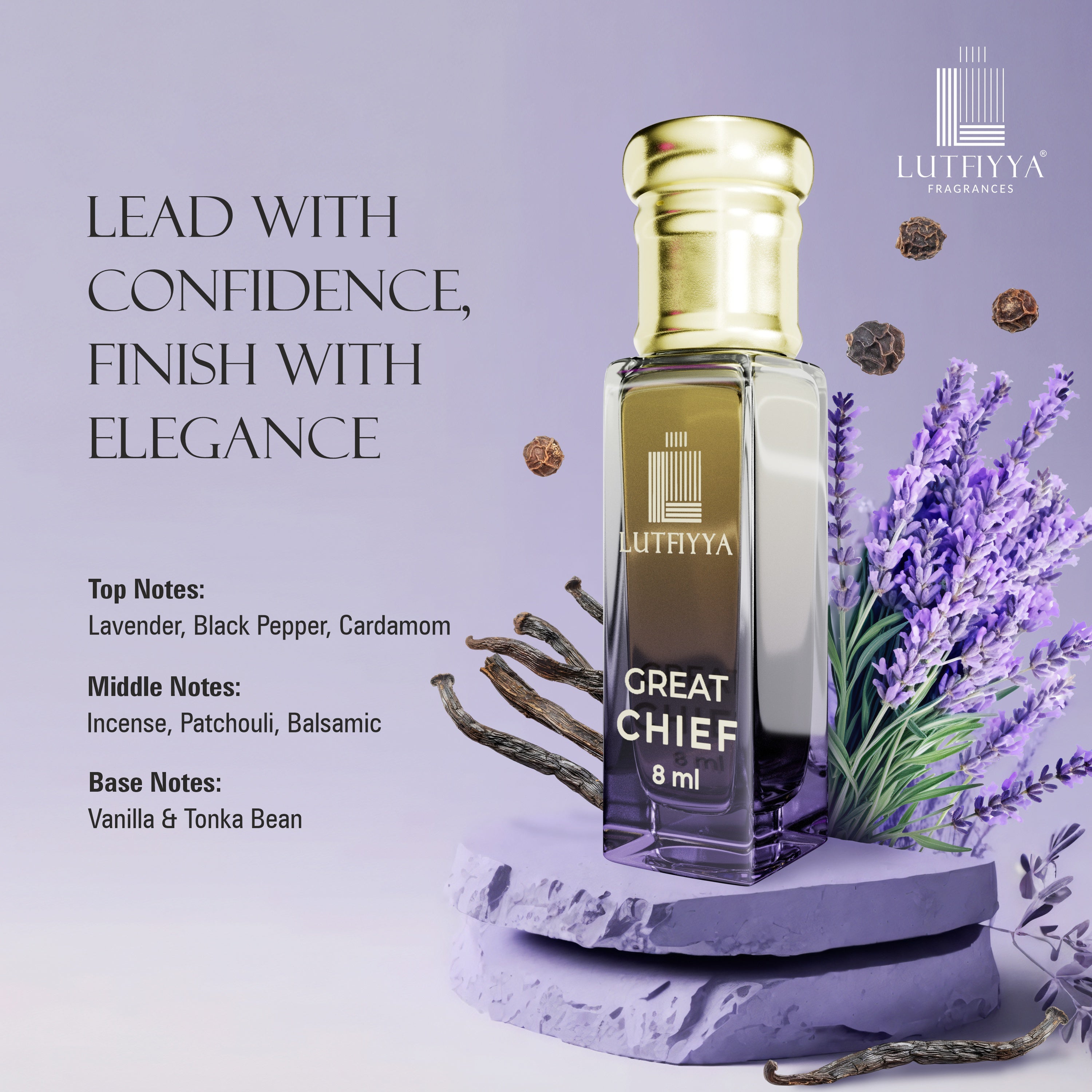 Long-lasting Unisex Fragrances | Includes Great Chief, Divinia, Green Water, Mizyaan  | Lutfiyya Non-alcoholic Roll-on Attar Set (8ml X 4)